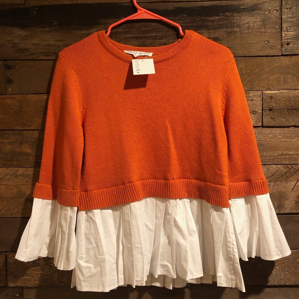 English Factory Orange Sweater With Shirt Accent